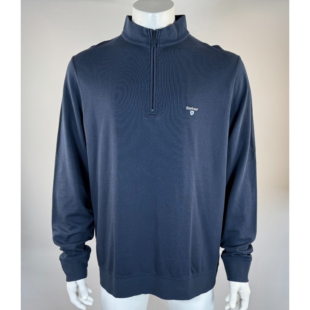 Barbour Half-Zip Sweatshirt Mens XL NWT Long Sleeve Stretch Cotton Pullover Navy